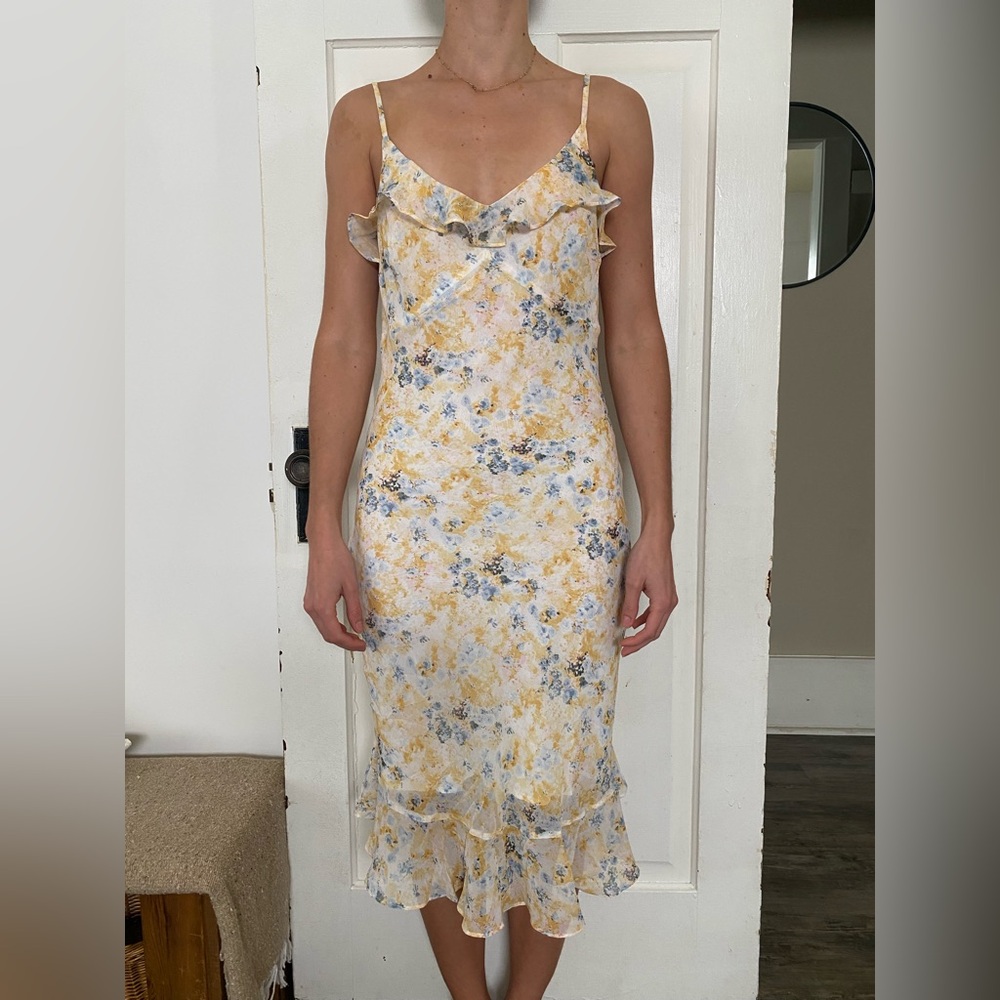 NWT Floral Ruffle Chiffon Dress